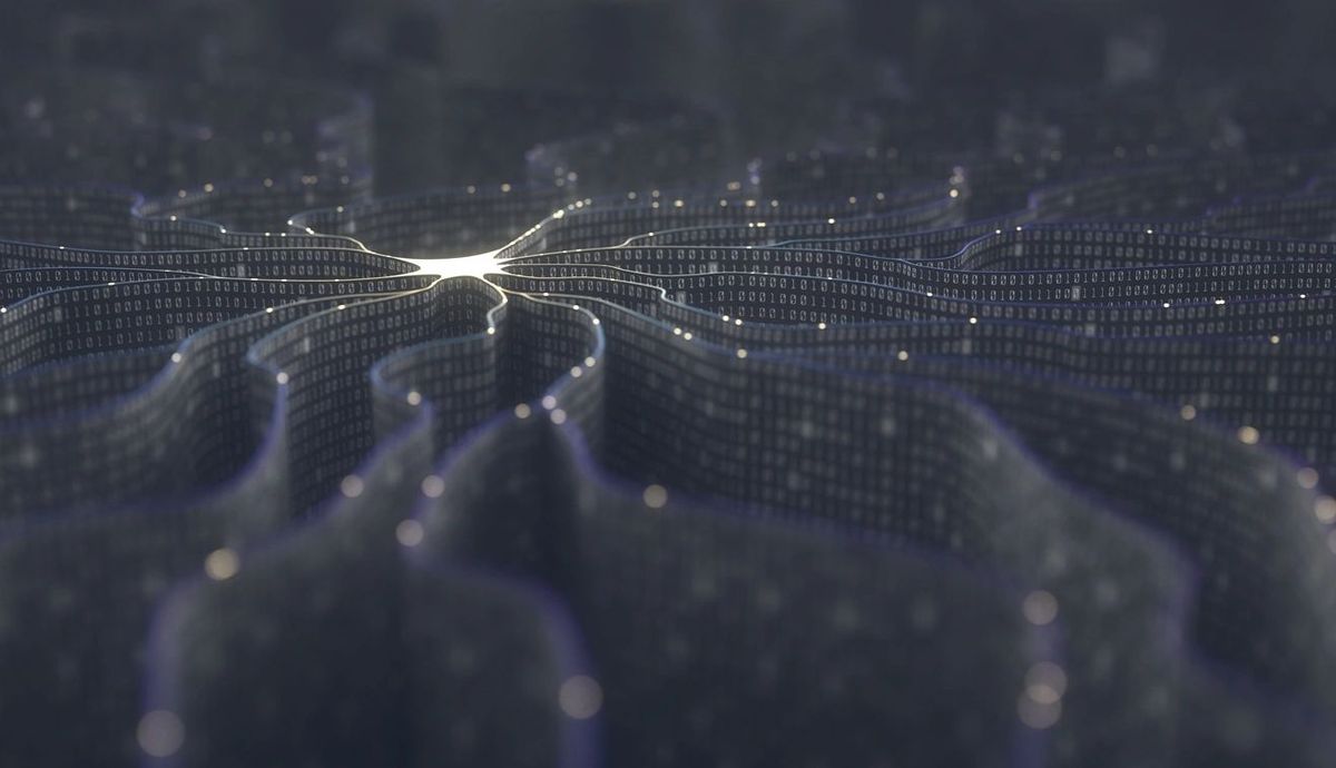 Abstract network of connected points of light