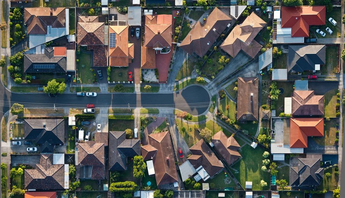 Aerial view of a residential neighbourhood